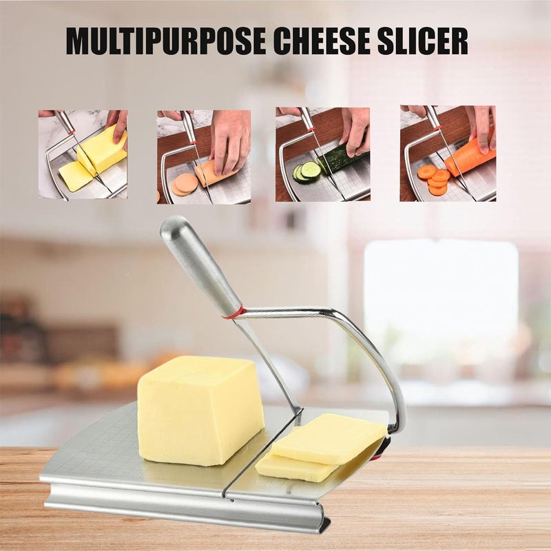 EVER FOUND Stainless Steel Cheese Slicers for Block Cheese Heavy Duty-Multipurpose Cheese Cutter Board with Sharp Knife, Precision Scale and Anti Slip Rubber Pads for cutting Block Cheese & Much More - Image 3