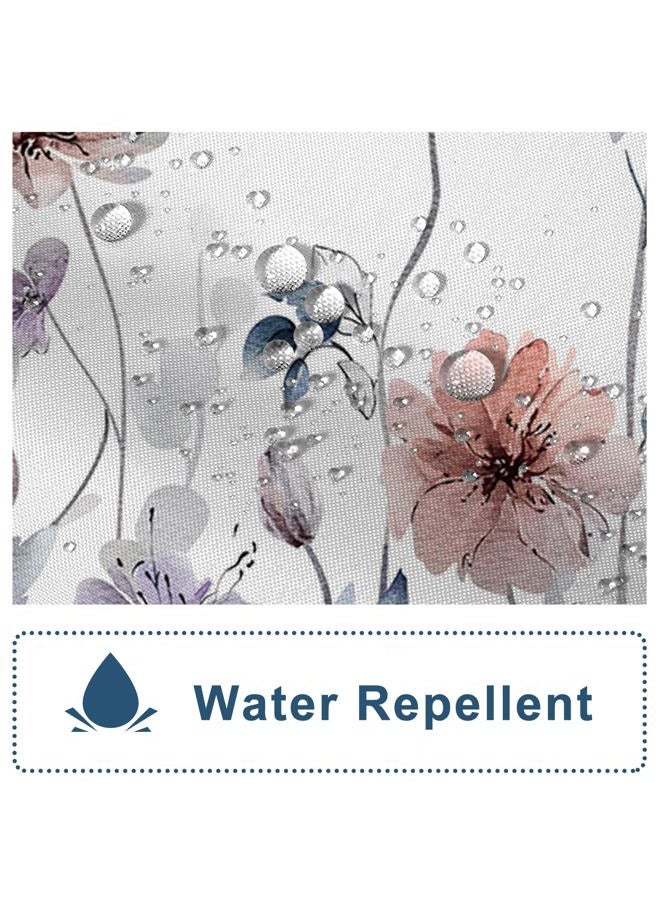 AWERT Watercolor Floral Shower Curtain with Hooks Pastel Wildflower Shower Curtain for Bathroom Waterproof Flower Printing Fabric Bathroom 72x72inch - Image 3