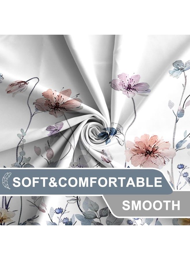 AWERT Watercolor Floral Shower Curtain with Hooks Pastel Wildflower Shower Curtain for Bathroom Waterproof Flower Printing Fabric Bathroom 72x72inch - Image 4