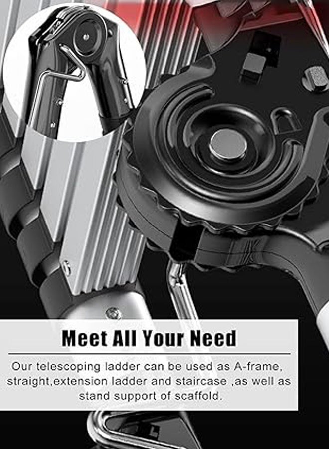 في تي سي سلم تلسكوبي ألومنيوم قابل للتمدد - خفيف الوزن، متعدد الأغراض متين وسهل التخزين للاستخدام المنزلي والمهني (مزدوج, متر, 4.4) - Image 3
