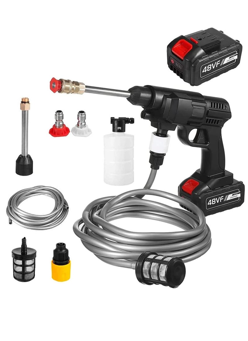 48V Cordless Portable Washer Electric High Pressure Cleaner Machine 200W 30 Bar Lithium Handheld Car Cleaning Device With Foam Generator Nozzle Water Pump - Image 1