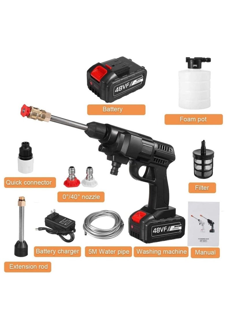 48V Cordless Portable Washer Electric High Pressure Cleaner Machine 200W 30 Bar Lithium Handheld Car Cleaning Device With Foam Generator Nozzle Water Pump - Image 5