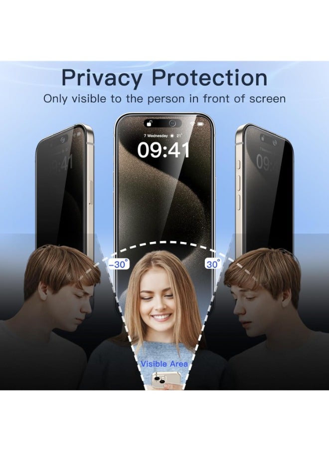 Glass HD privacy screen protector for iPhone 13, 9H hardness, anti-spy tempered glass layer,  - Image 2