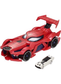 Marvel Spider-Man Web-Car Launcher With Movement-Activated Eyes & 1:64 Scale Toy Character Car