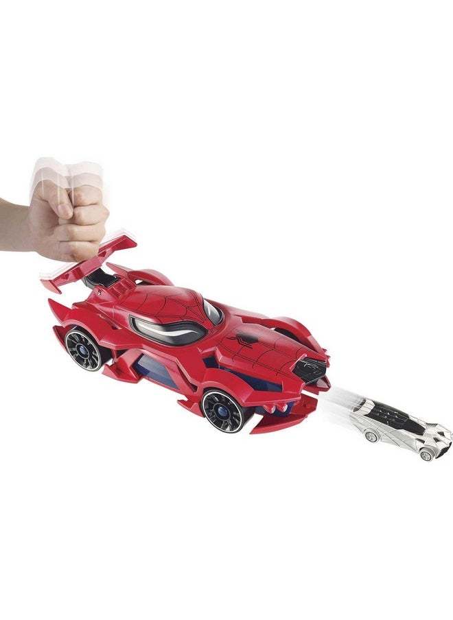 Hot Wheels - Marvel Spider-Man Web-Car Launcher With Movement-Activated Eyes & 1:64 Scale Toy Character Car - Image 1