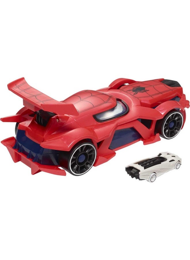 Hot Wheels - Marvel Spider-Man Web-Car Launcher With Movement-Activated Eyes & 1:64 Scale Toy Character Car - Image 1