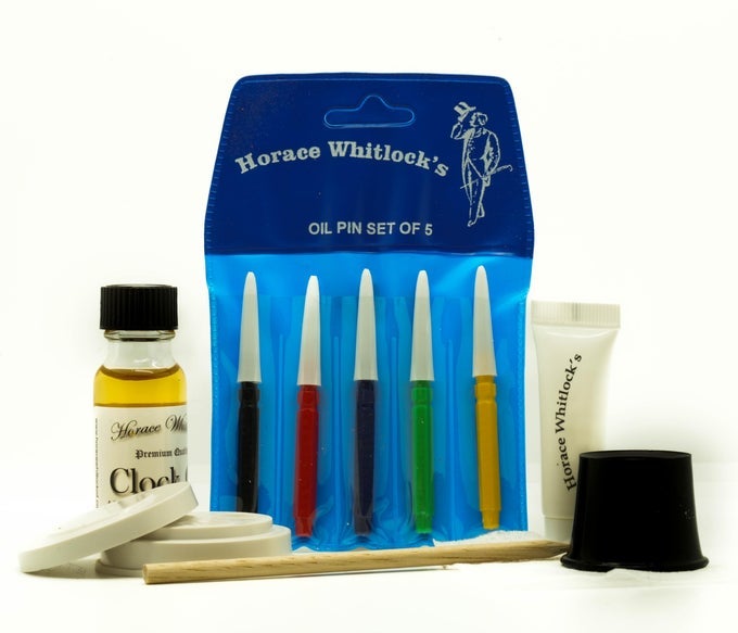HORACE WHITLOCKS CLOCK OIL KIT THIS KIT COMES COMPLETE TO CLEAN AND OIL ANY MECHANICAL CLOCK INCLUDING A DOWNLOADABLE EASY TO FOLLOW STEP BY STEP INSTRUCTIONS