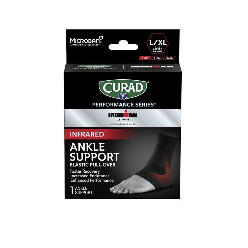 CURAD Performance Series IRONMAN Infrared Ankle Support Elastic Targeted Compression for Enhanced Joint and Tendonitis Recovery  Performance Powered by CELLIANT Technology LargeXLarge - Image 1