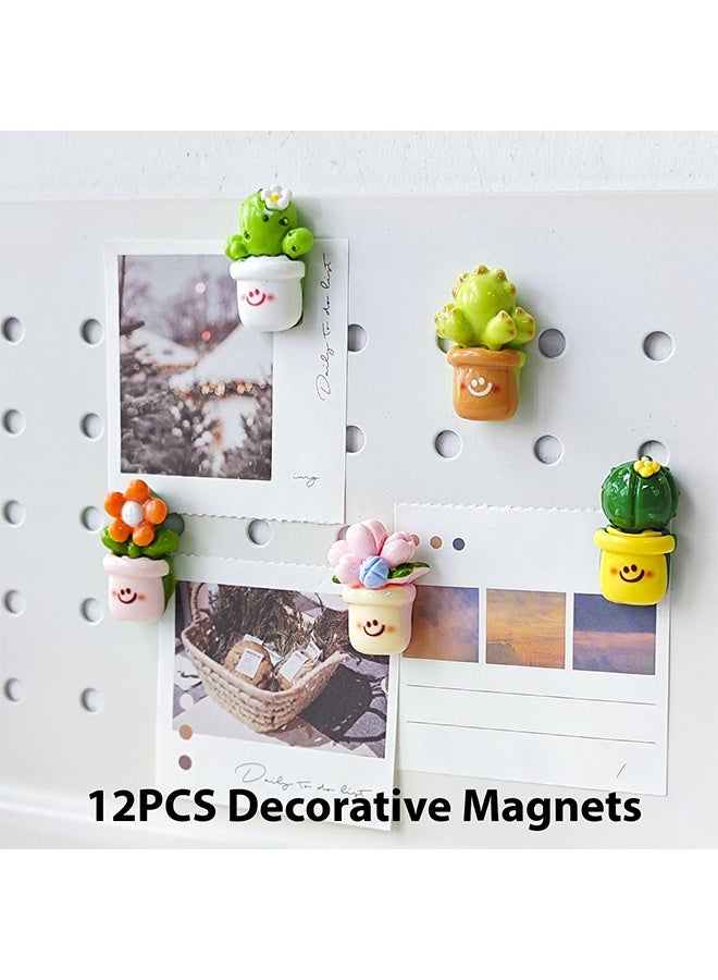 1 Pack 12 Pcs Cute Cartoon Cactus & Sunflower Decorative Fridge Magnets Set, Lovely Small Refrigerator Magnets for Photos, Menus & Home Decor - Image 3