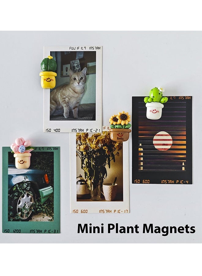 1 Pack 12 Pcs Cute Cartoon Cactus & Sunflower Decorative Fridge Magnets Set, Lovely Small Refrigerator Magnets for Photos, Menus & Home Decor - Image 2