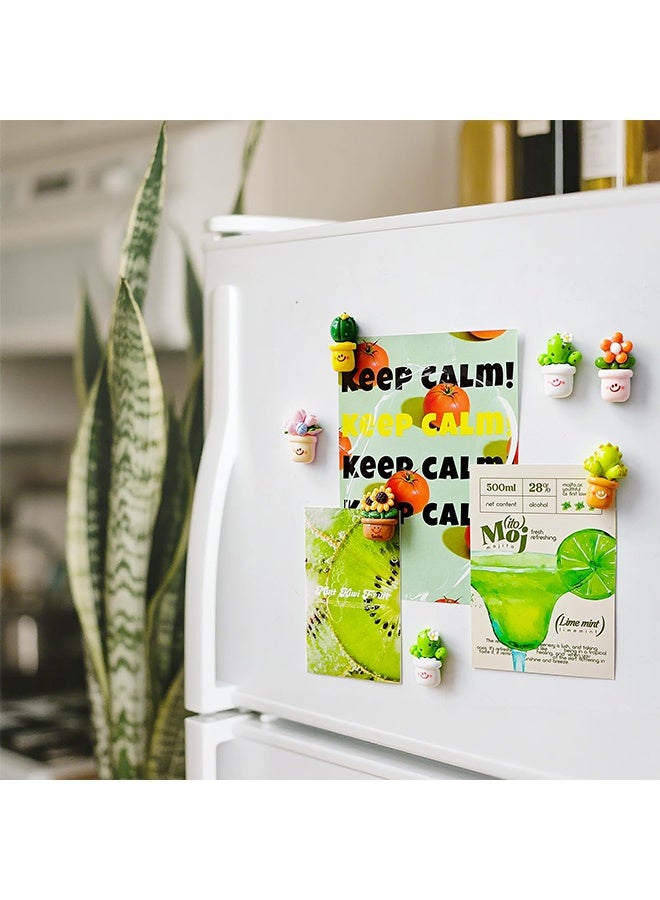 1 Pack 12 Pcs Cute Cartoon Cactus & Sunflower Decorative Fridge Magnets Set, Lovely Small Refrigerator Magnets for Photos, Menus & Home Decor - Image 4