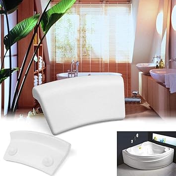 Koelaa Bath Pillow Waterproof Bath Pillow 3D Ergonomic Bathtub Pillow with 2 NonSlip Suction Cups NonSlip Premium Bath Cushion Ergonomic Bathtub Pillow for Bathroom Home Spa HeadrestWhite - Image 2