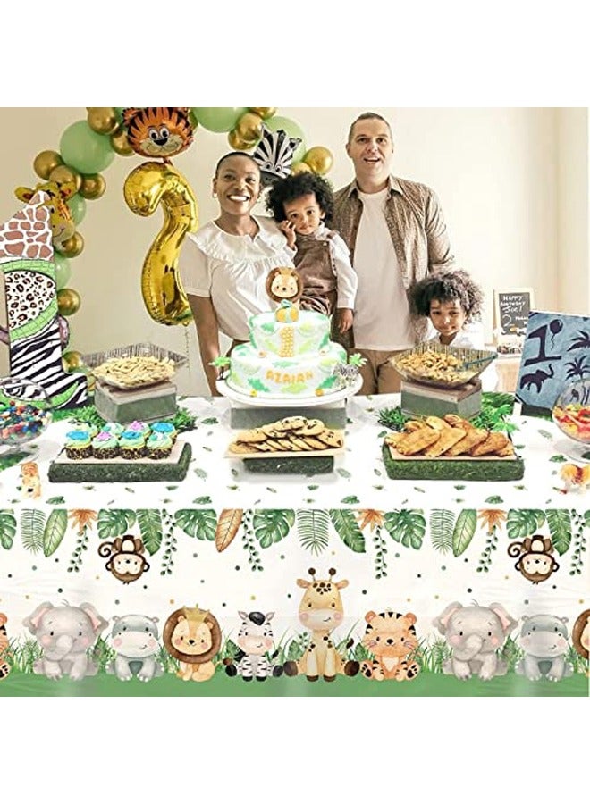 Excefore Jungle Birthday Tablecloth 37x274 cm, Disposable Plastic Tablecloth, Waterproof, for Birthday, Baby Shower Decoration, Boy Picnic Accessories, Green Pack of 2 - Image 3
