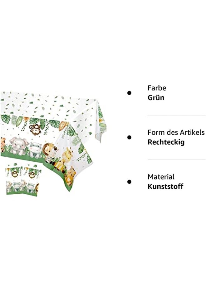 Excefore Jungle Birthday Tablecloth 37x274 cm, Disposable Plastic Tablecloth, Waterproof, for Birthday, Baby Shower Decoration, Boy Picnic Accessories, Green Pack of 2 - Image 5