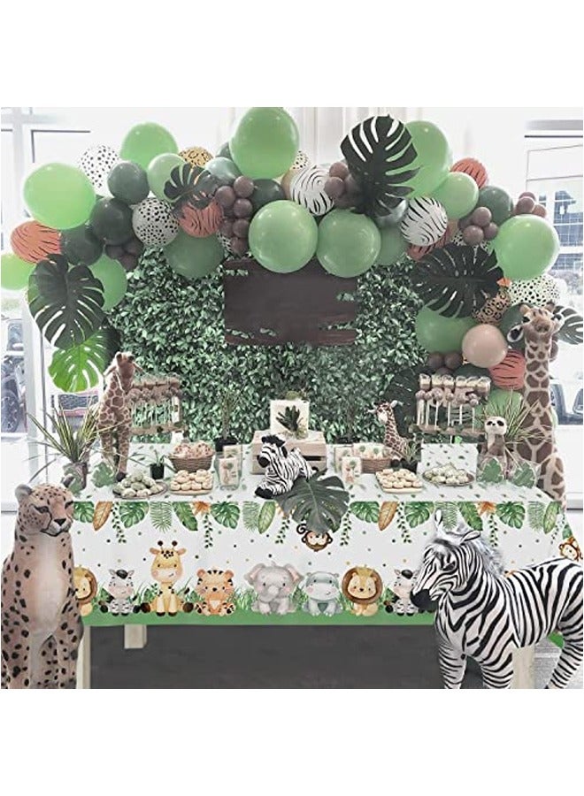 Excefore Jungle Birthday Tablecloth 37x274 cm, Disposable Plastic Tablecloth, Waterproof, for Birthday, Baby Shower Decoration, Boy Picnic Accessories, Green Pack of 2 - Image 2