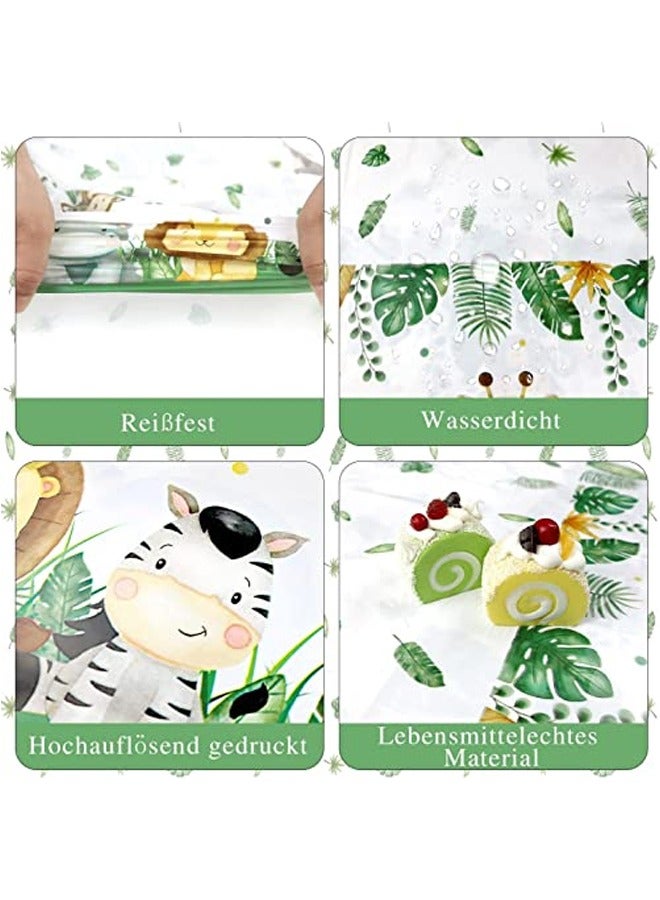 Excefore Jungle Birthday Tablecloth 37x274 cm, Disposable Plastic Tablecloth, Waterproof, for Birthday, Baby Shower Decoration, Boy Picnic Accessories, Green Pack of 2 - Image 4