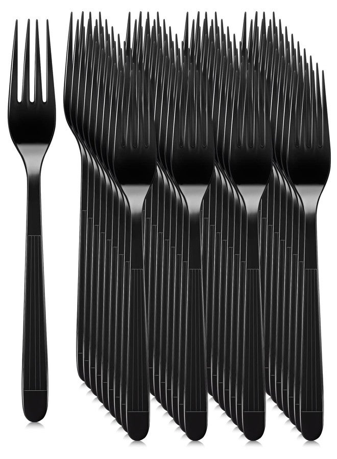 Romooa 500 Pcs Heavy Duty Plastic Black Forks 7 Inches Disposable Solid Forks Take Away Heavyweight Sturdy Utensils for Parties, Catering Services, Family Gatherings(Black) - Image 1