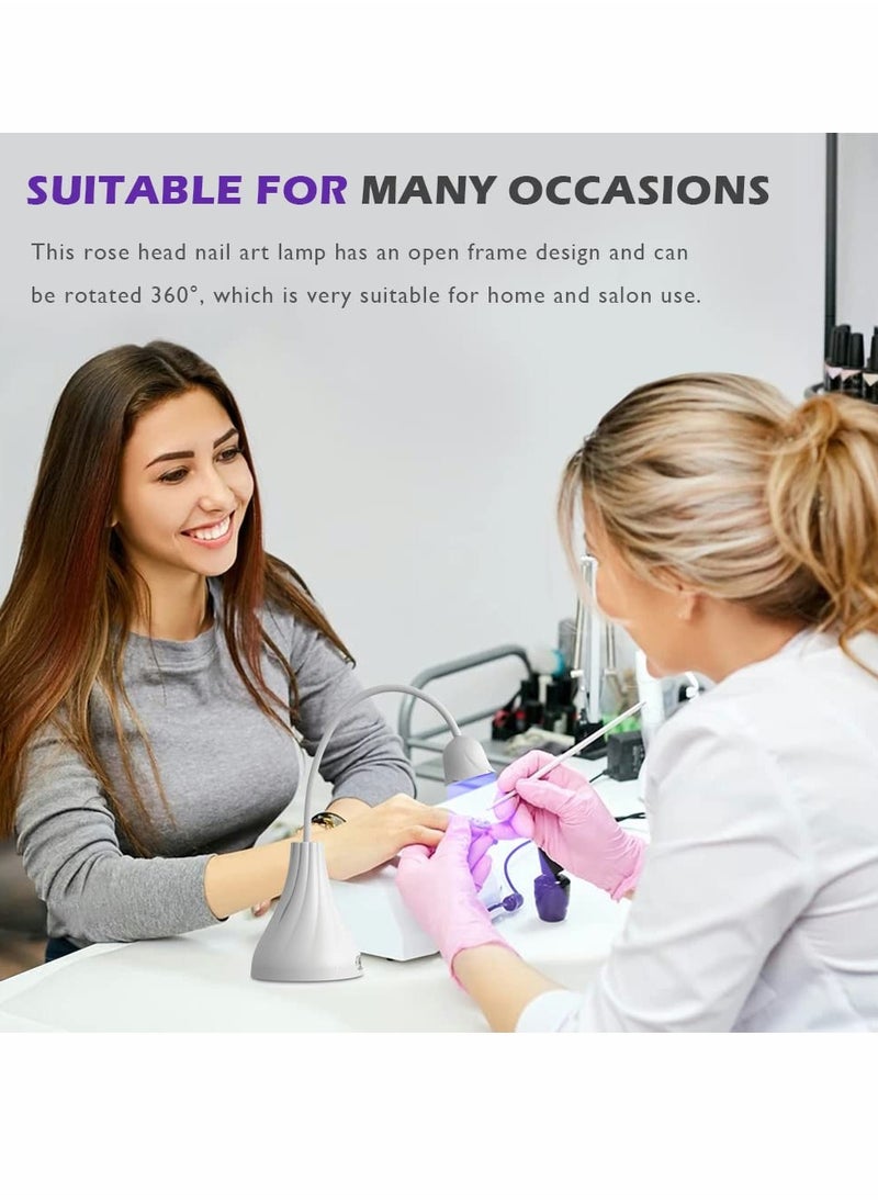 SYOSI LED UV Nail Lamp, Mini Lotus Hands Free Light Rotatable Nail Dryer Quick Dry Nail Polish Curing Lamp Gooseneck Flash Cure Light for Home DIY & Salon Manicure Decor  - Image 5