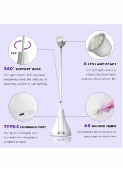 SYOSI LED UV Nail Lamp, Mini Lotus Hands Free Light Rotatable Nail Dryer Quick Dry Nail Polish Curing Lamp Gooseneck Flash Cure Light for Home DIY & Salon Manicure Decor  - Image 2