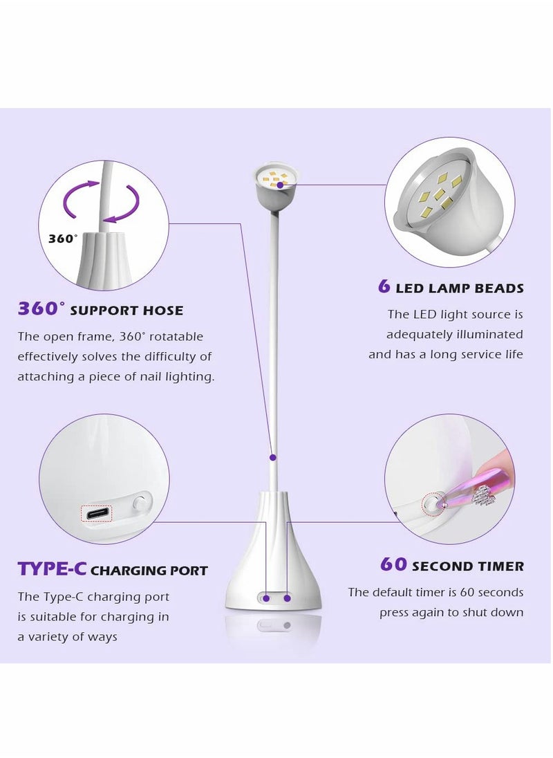 SYOSI LED UV Nail Lamp, Mini Lotus Hands Free Light Rotatable Nail Dryer Quick Dry Nail Polish Curing Lamp Gooseneck Flash Cure Light for Home DIY & Salon Manicure Decor  - Image 2