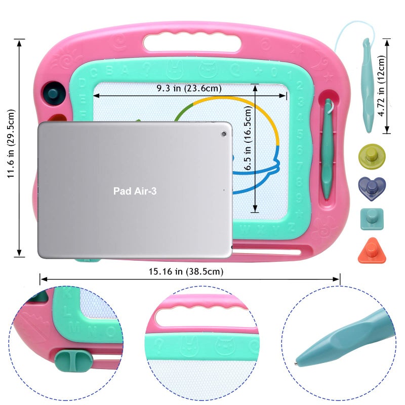 vusum Magnetic Drawing Board Magna Kids Doodle Board,Toddler Toys for Girls Boys 3 4 5 6 7 Year Old,Large Etch A Gifts Sketch Board Colorful Magnet Erasable Pad - Image 4