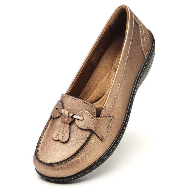 Artisure Women's Classic Metallic Rose Gold Genuine Leather Penny Loafers Fashion Tassel Boat Shoes Comfort Driving Moccasins Casual Slip On Walking Flats 9 M US 1003-MGJ090 - Image 1