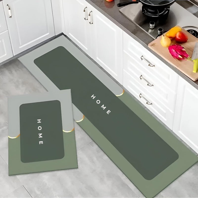 MAXOSHINE Kitchen Mats for Floor Anti Slip Waterproof Feet Comfort Kitchen Runner Floor Mat Standing Desk Mat Floor Mats for Kitchen Green Set of 2