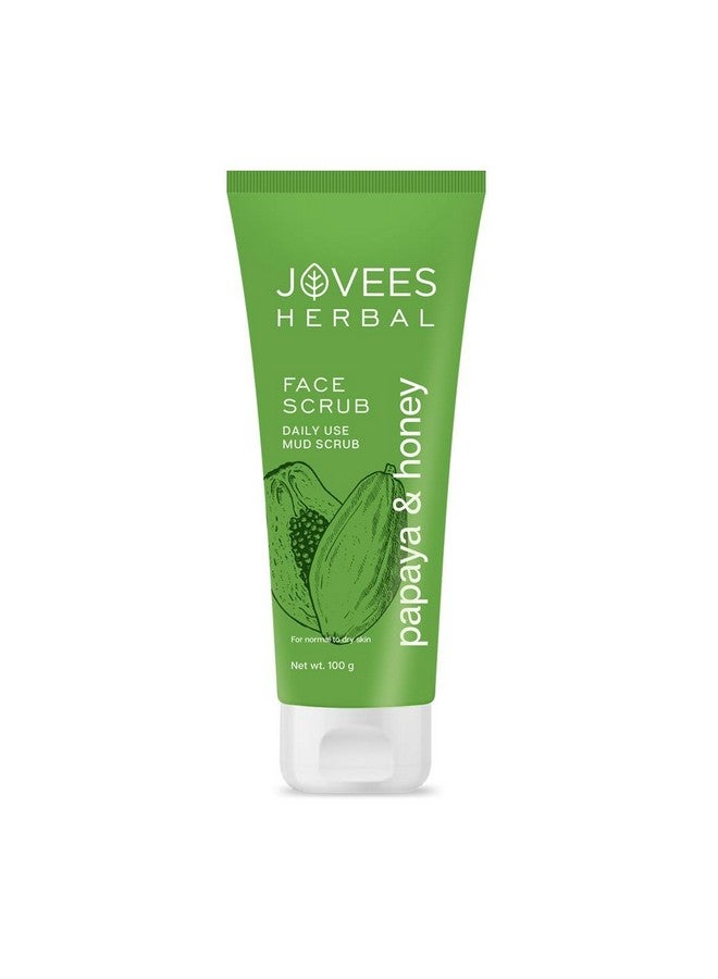 Jovees Herbal Papaya & honey Face Scrub | With Honey,Neem & Chamomile Extract | For Normal to Dry Skin | Gently Remove Dead Skin | Improves Uneven Skin Tone | Paraben And Alcohol Free | 100gm - Image 1