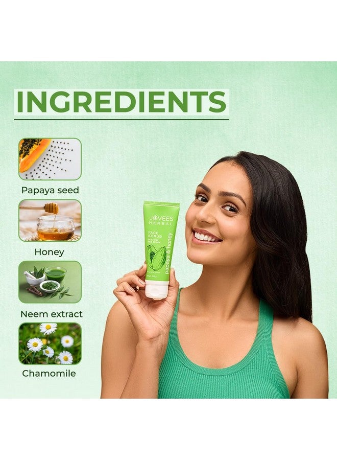 Jovees Herbal Papaya & honey Face Scrub | With Honey,Neem & Chamomile Extract | For Normal to Dry Skin | Gently Remove Dead Skin | Improves Uneven Skin Tone | Paraben And Alcohol Free | 100gm - Image 5
