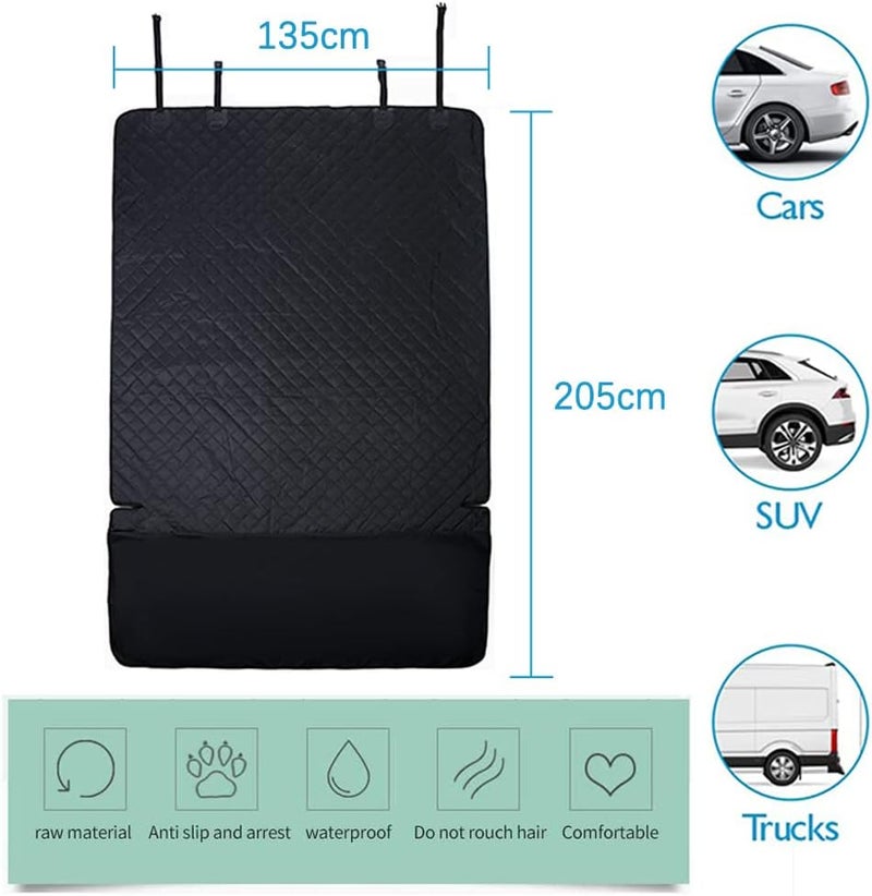 نيو ستايل حماية صندوق الأمتعة NeoStyle للكلاب، 135*200 سم، غطاء شحن للحيوانات الأليفة غير قابل للانزلاق ومقاوم للماء، وسادة للكلاب، غطاء صندوق السيارة، غطاء مقعد حماية صندوق الأمتعة من القماش المبطن المضاد للأوساخ من نوع أكسفورد لسيارات الدفع الرباعي والسيارات (أسود (135*200 سم)) - Image 4
