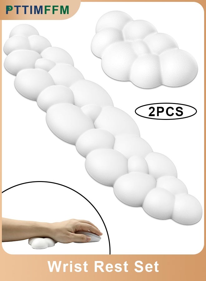 بتيمفم مسند معصم سحابي مريح، يدعم لوحة مفاتيح وماوس من إسفنج الذاكرة مع جلد البولي يوريثان، وقاعدة مانعة للانزلاق، لتخفيف الألم، مناسب للمكتب والكمبيوتر المحمول والألعاب. - Image 1