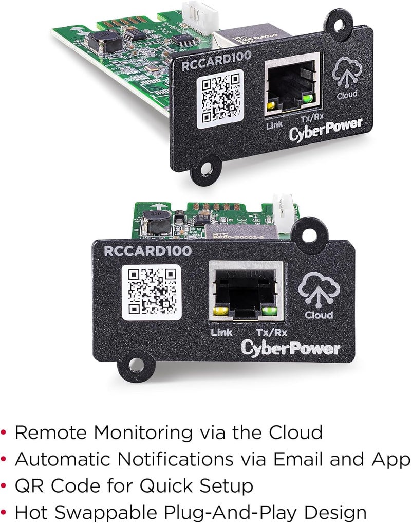 CyberPower بطاقة مراقبة السحابة RCCARD100، إدارة UPS عن بُعد عبر PowerPanel Cloud، تركيب سهل، تنبيهات في الوقت الحقيقي، متوافقة مع نماذج UPS مختارة - Image 4