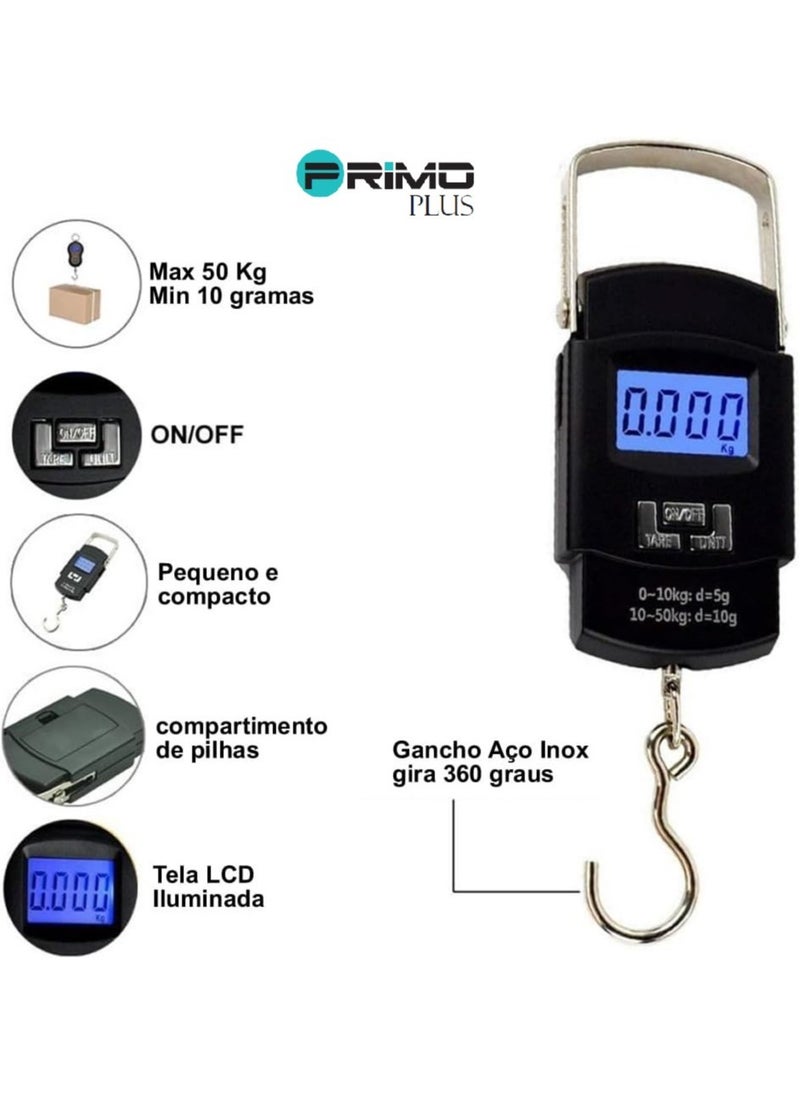 PRIMO PLUS - LCD Digital Hanging Luggage Weighing Scale Black - Image 1
