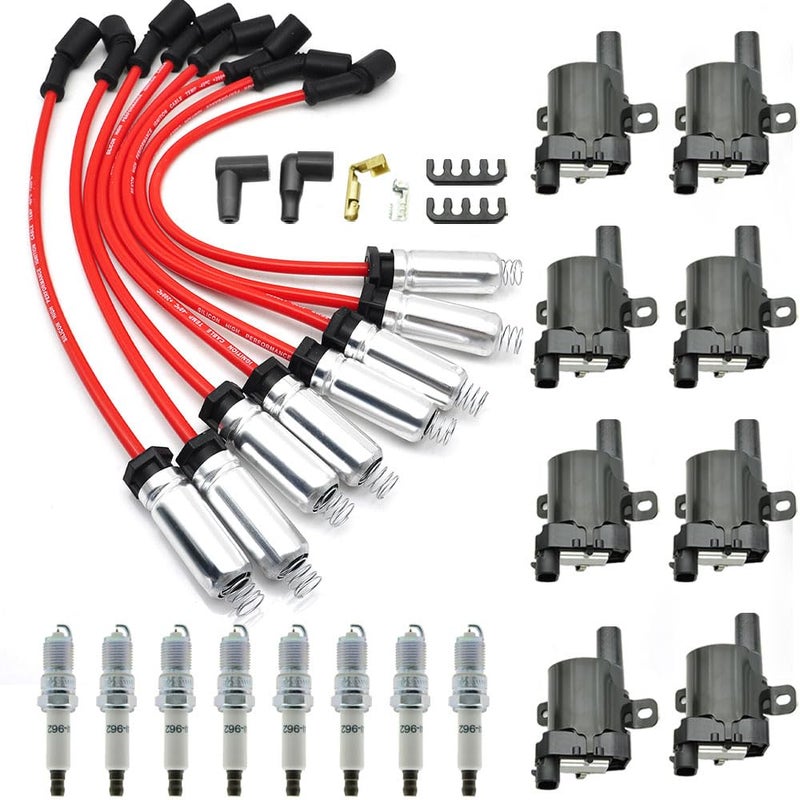 CNPAPC 8PCS UF262 Round Ignition Coil Pack & 41-962 Spark Plugs & Spark Plug Wires Set Compatible with Chevrolet Express 4.3 4.8 5.0 5.3 2003-2007 Harness GMC Sierra 1500 Replace# D585 19005218 748UU - Image 5
