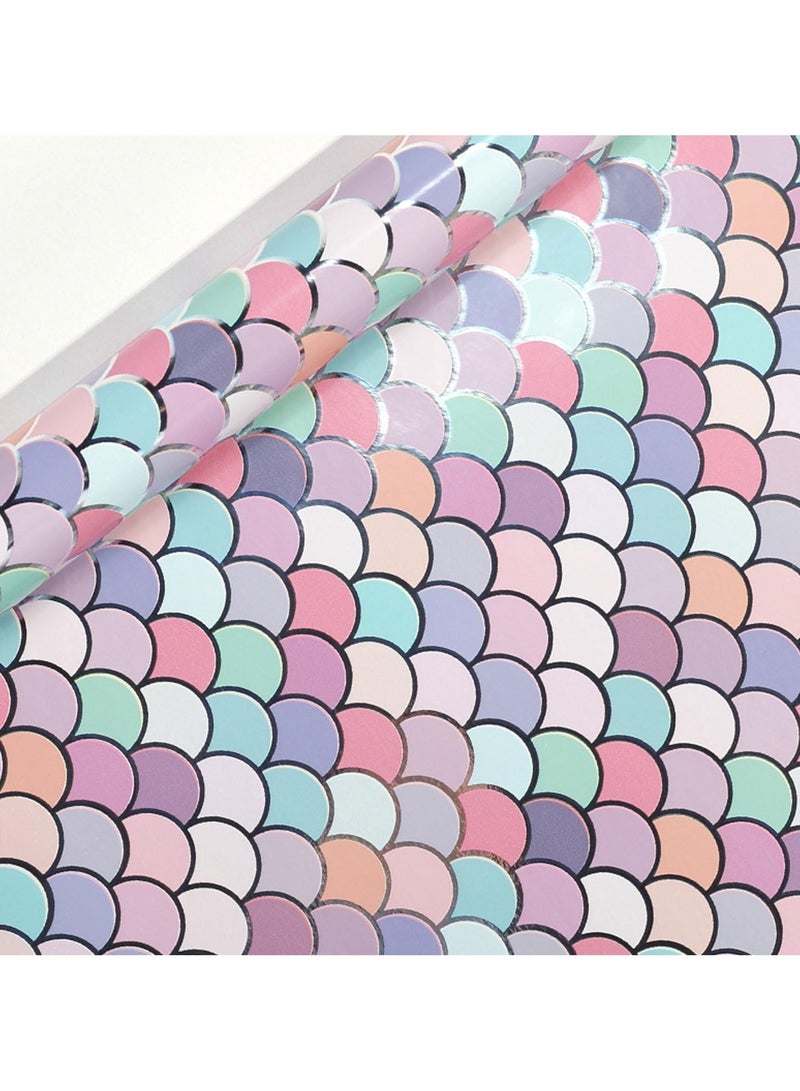 Birthday Wrapping Paper Folded, Mermaid Wrapping Paper, 3 Different Design Gift Wrap Paper, for Weddings Graduation Anniversaries, Birthday, Baby Shower (17 Inch X 120 Inch Per Roll) - Image 2