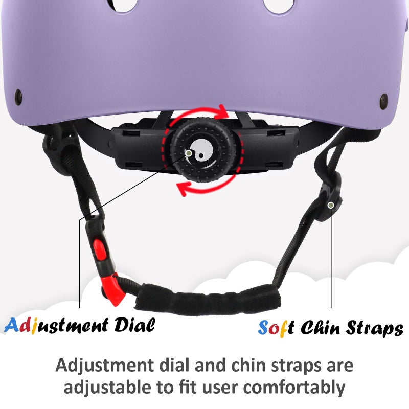 Ouwoer Kids Bike Helmet, Adjustable and Multi-Sport, from Toddler to Youth, 3 Sizes (Pale Lavender) - Image 3