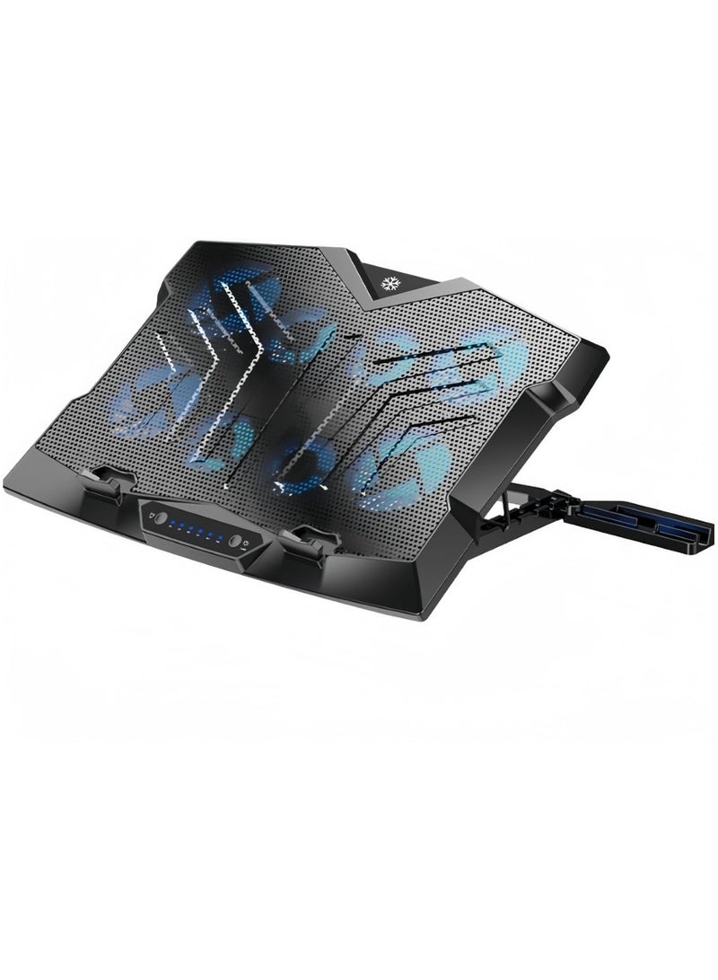 MOXOM Cooteci Laptop Cooling Pad with 8 Core Turbo quiet Cooling fans, Gaming Notebook Cooler, Laptop Fan Stand Adjustable Height with Phone Holder, Computer Chill Mat, for 15.6-17.3 Inch Laptops - Image 1