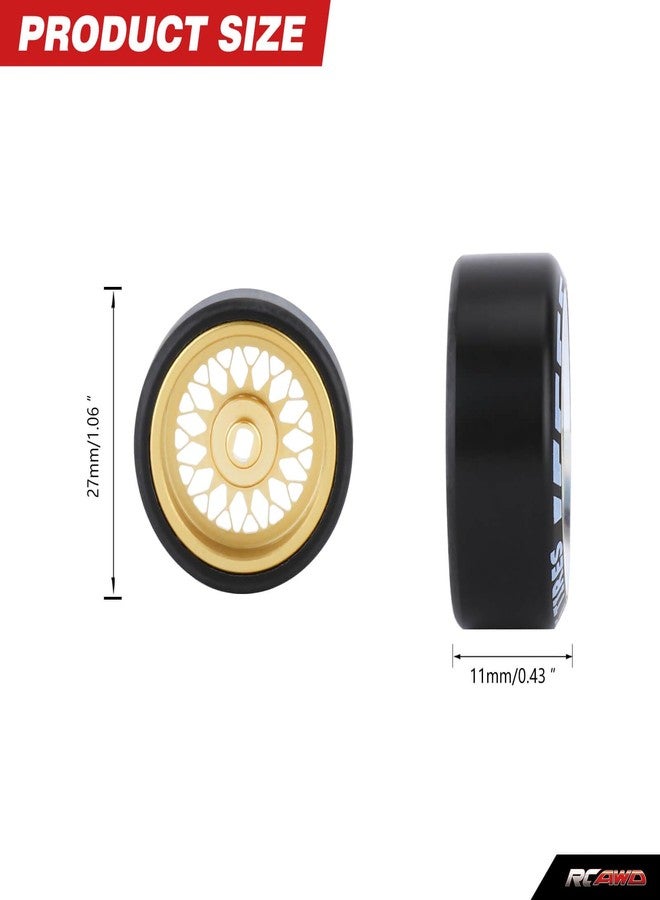 RCAWD for 1/28 Mini-Z AWD AMZ Mini-Q AMR GLA DRZ Mini-D IW04M Wltoys XRX BZ IW05 IW06 Drift Wheel Tire Set Upgrades,No More Glue Parts 27mm Diam, Sun-Type,Yellow - Image 2