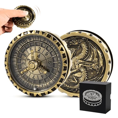 Froggod Roulette Dice Spinner 1pc Metal DND Spinner with 3D Relief Mechanical DND Dice with Gorgeous Gift Box for Rolling GameD20 Ancient Gold - Image 1