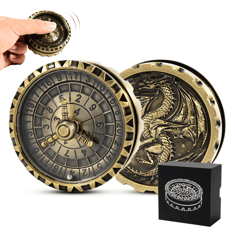 Froggod Roulette Dice Spinner 1pc Metal DND Spinner with 3D Relief Mechanical DND Dice with Gorgeous Gift Box for Rolling GameD20 Ancient Gold - Image 3