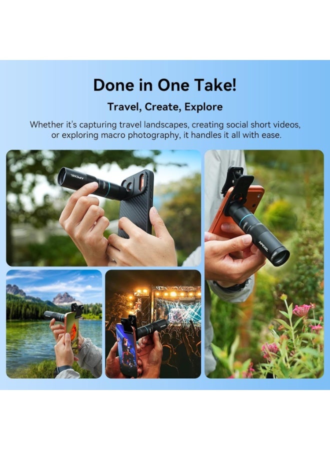 APEXEL 10X Tele-Macro Pro Dual Lens 2-in-1, Portable Clip-On Telephoto Macro Lens for iPhone, Compatible with Samsung & Almost All Smartphones, Pro Photography for Travel, Concert, Exploration - Image 3