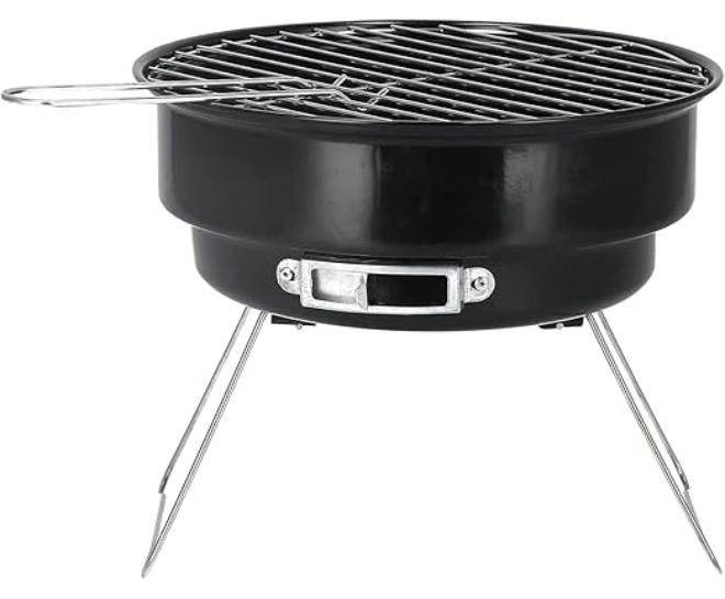 سبيس شوب شواية فحم دائرية للشواء، محمولة وخفيفة الوزن، تصميم حامل قابل للطي، سهلة التركيب والحمل والتخزين، شواية دائرية صغيرة غير لاصقة - Image 1