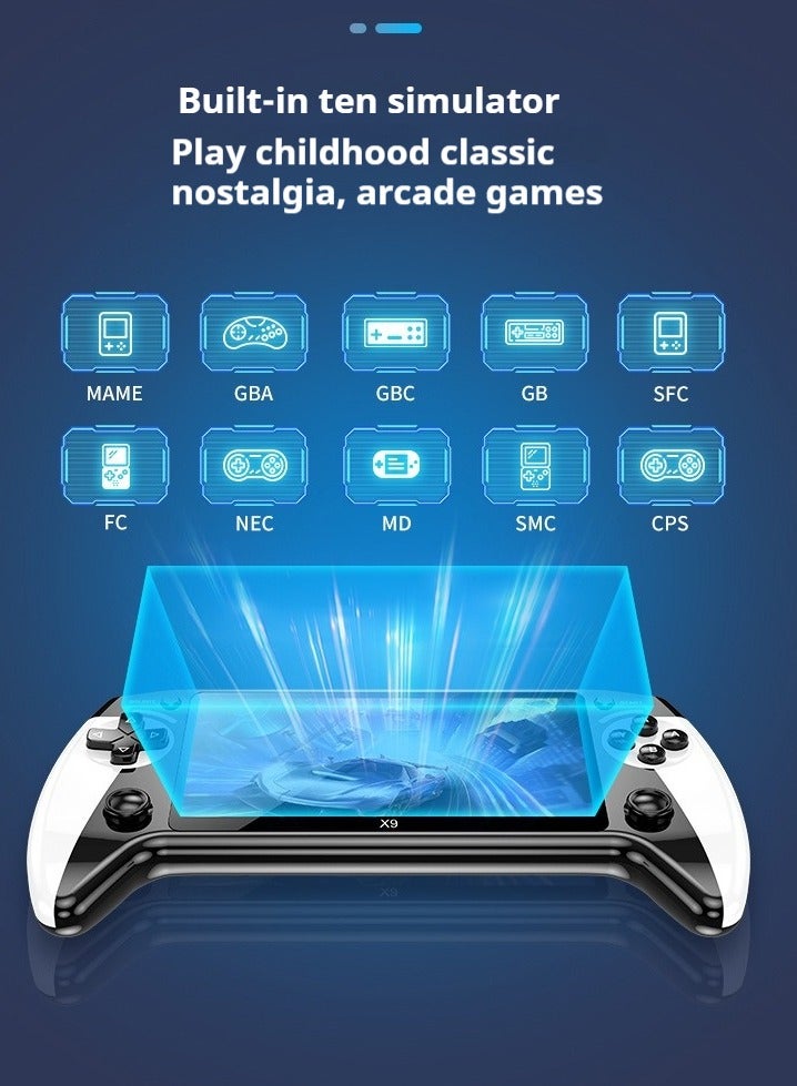 B NEW 2025 X9 Handheld Game Console, 5.5'' HD Display Retro Gaming Console with 10 Emulators, Built-in 3000 Classic Games, Supports TV Output, Portable Video Game Player for Kids & Adults - Image 3