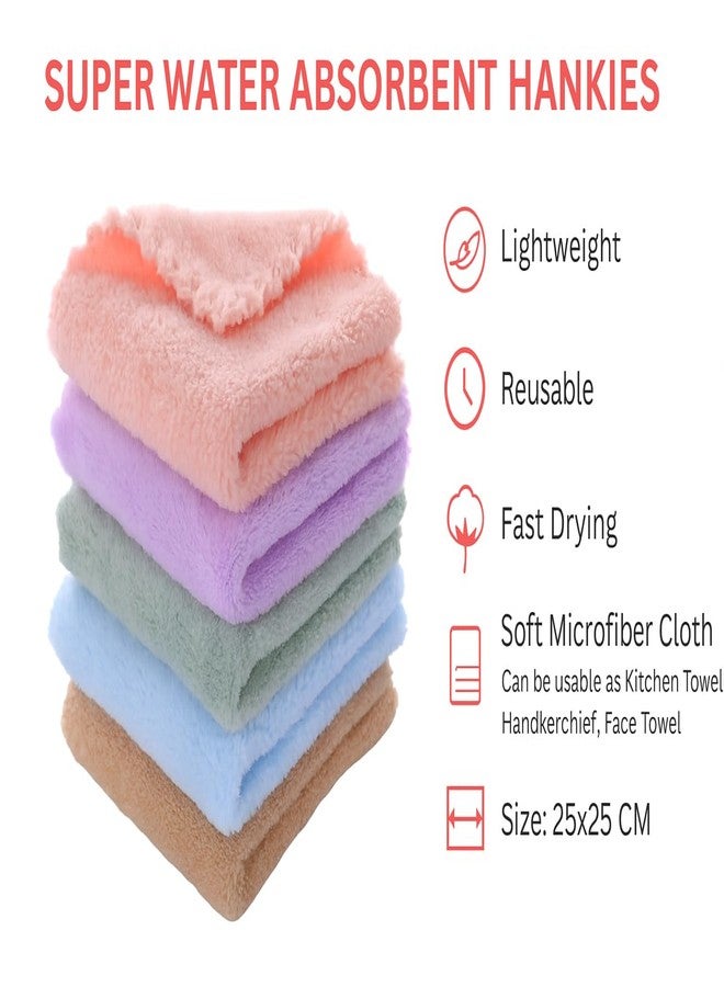 AD COLLECTION Face Towel/Handkerchief/Rumal/Hankey Microfiber Small Size -Soft and Super Absorbent Printed Face Towels for Women's, Kids and Newborn Babies - Set of 12, 25x25 CM Multi Color - Image 2