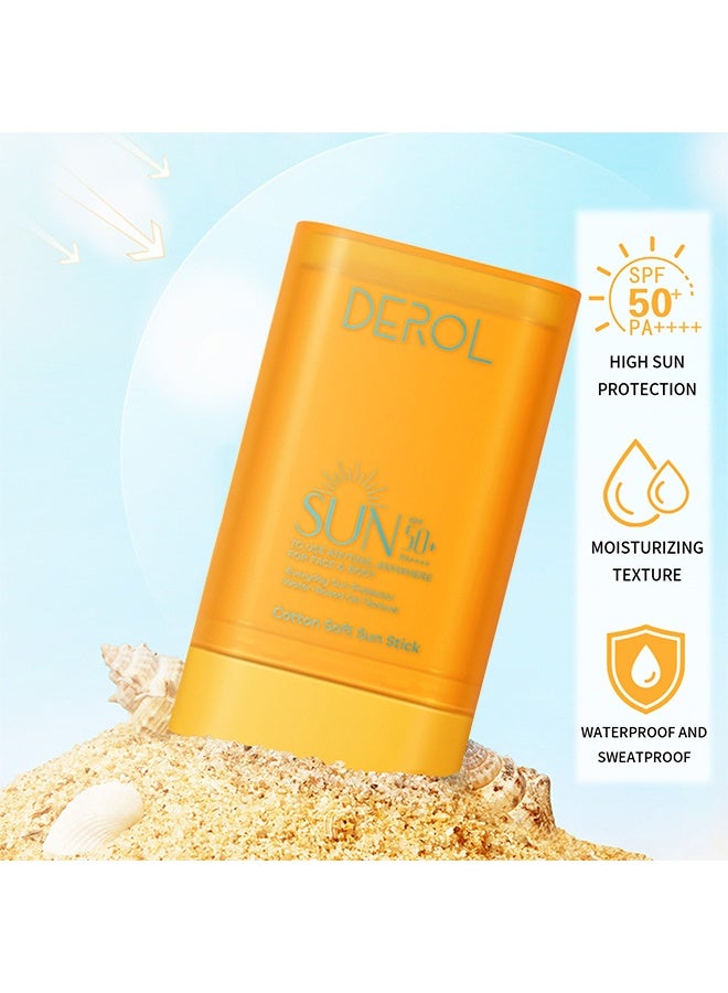 DEROL Cotton Soft Sun Stick,  Sun SPF50+ PA++++, UV Protection Sun Stick, Non-Sticky Water-Resistant, for Face Body All Skin Types, No Eye Irritation, Outdoor & Daily Use - Image 2
