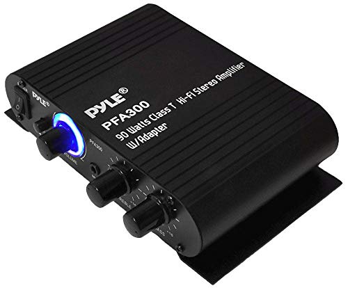Pyle Power Home HiFi Stereo Amplifier - 90 Watt Portable Dual Channel Surround Sound Audio Receiver w/ 12V Adapter - For Subwoofer Speaker, MP3, iPad, iPhone, Car, Marine Boat, PA System - PFA300 - Image 1
