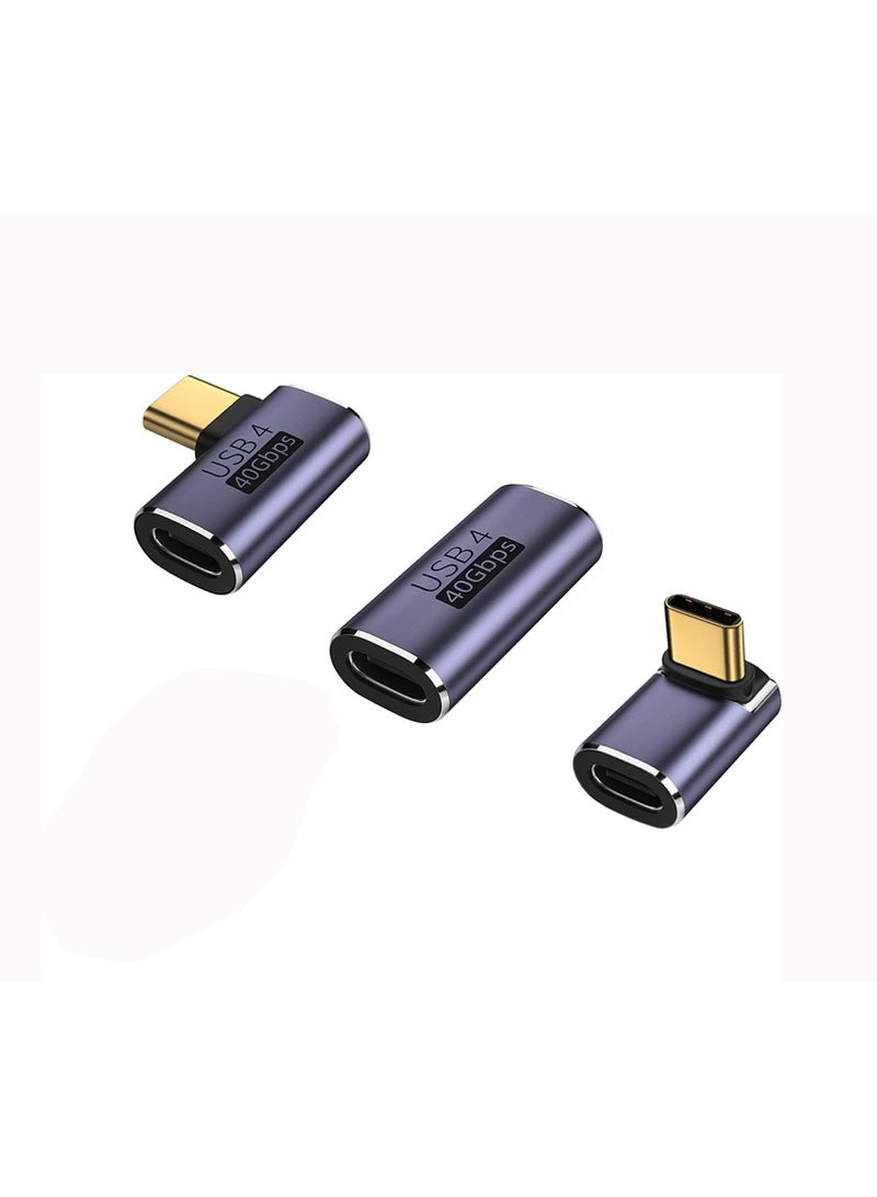 Arceyoo 3 Pack USB C Adapter Set: 90 Degree Right Angle & Coupler Extenders for Steam Deck, ROG Ally, Switch, MacBook - Purple - Image 1