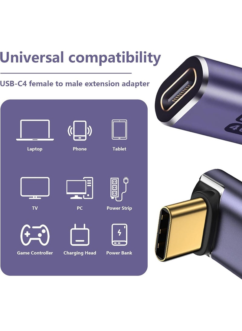 Arceyoo 3 Pack USB C Adapter Set: 90 Degree Right Angle & Coupler Extenders for Steam Deck, ROG Ally, Switch, MacBook - Purple - Image 4