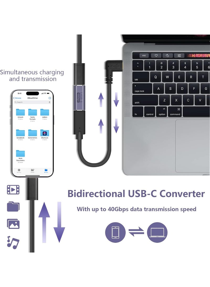 Arceyoo 3 Pack USB C Adapter Set: 90 Degree Right Angle & Coupler Extenders for Steam Deck, ROG Ally, Switch, MacBook - Purple - Image 5