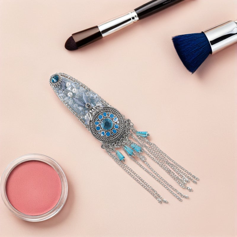 2pcs Sparkly Rhinestone Tassel Hair Clips With Simulation Ethnic Fringe Barrette Wedding Hair Accessories For Parties And Daily Styling - Image 5